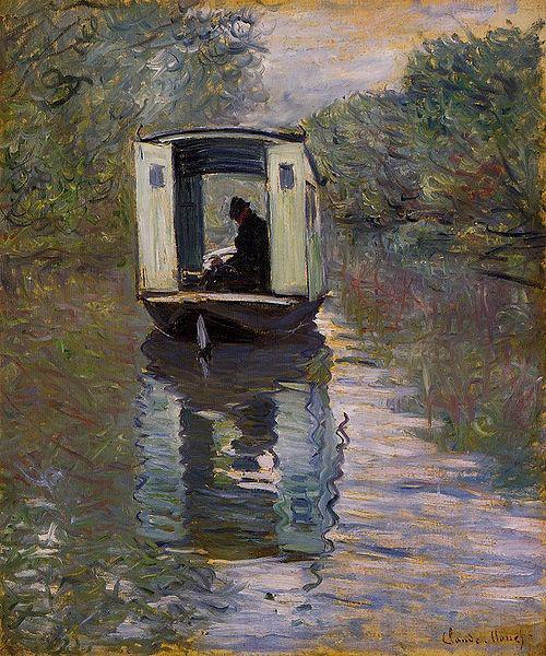 Claude Monet Le Bateau-atelier Norge oil painting art